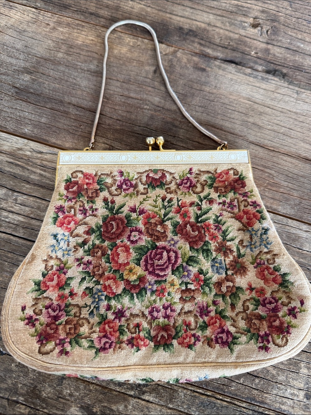 Darling Vintage Needlepoint evening bag handbag